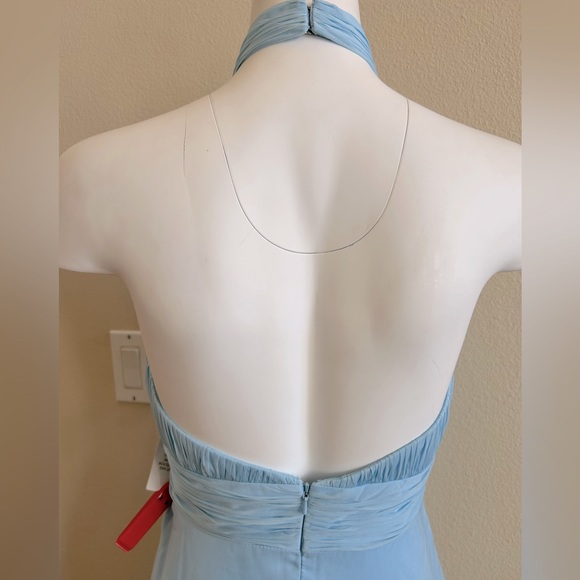 Mac Duggal Sky Blue High Neck Tiered Chiffon Halter Maxi Gown size 2 Formal - Picture 8 of 10